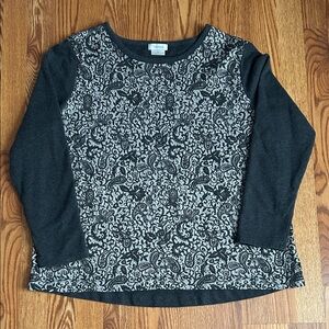 Van Heusen Black and Gray Paisley Design Long Sleeve Shirt Size 2X